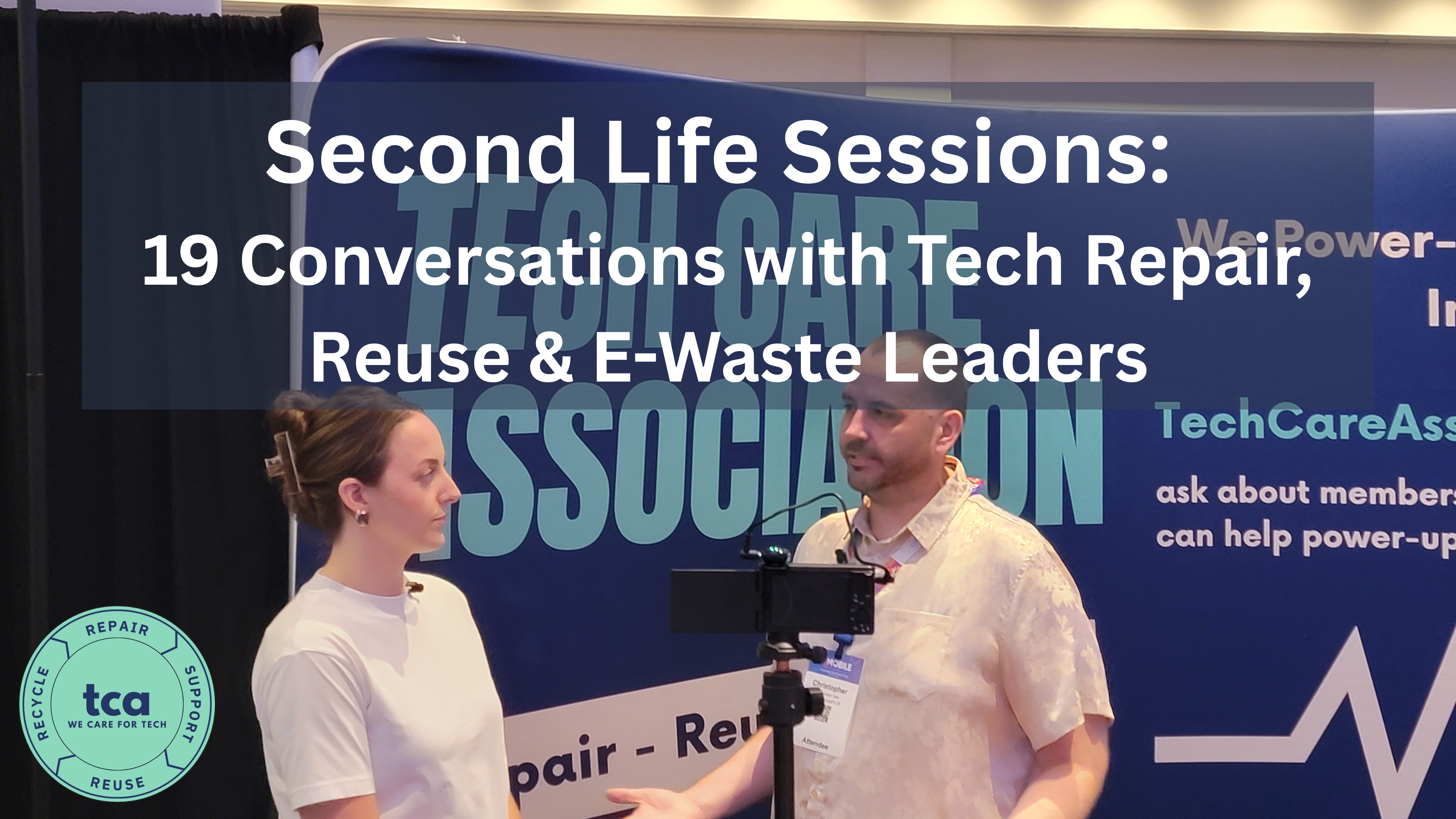 Second Life Sessions interview at Mobile Disrupt featuring a technology industry leader discussing tech repair, electronics reuse, circular economy, and the global e-waste crisis for the Tech Care Association.