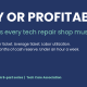 Tech repair shop profitability guide showing five key numbers every repair shop should track: gross margin, average ticket, labor utilization, callback rate, and cash reserve.